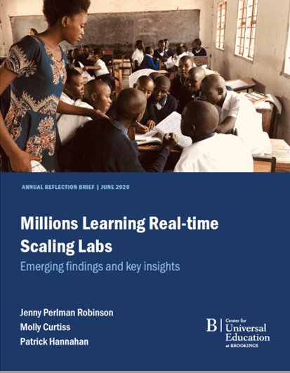 Millions Learning - Laboratoires de mises à l'échelle en temps réel: Résultats préliminaires et observations clés